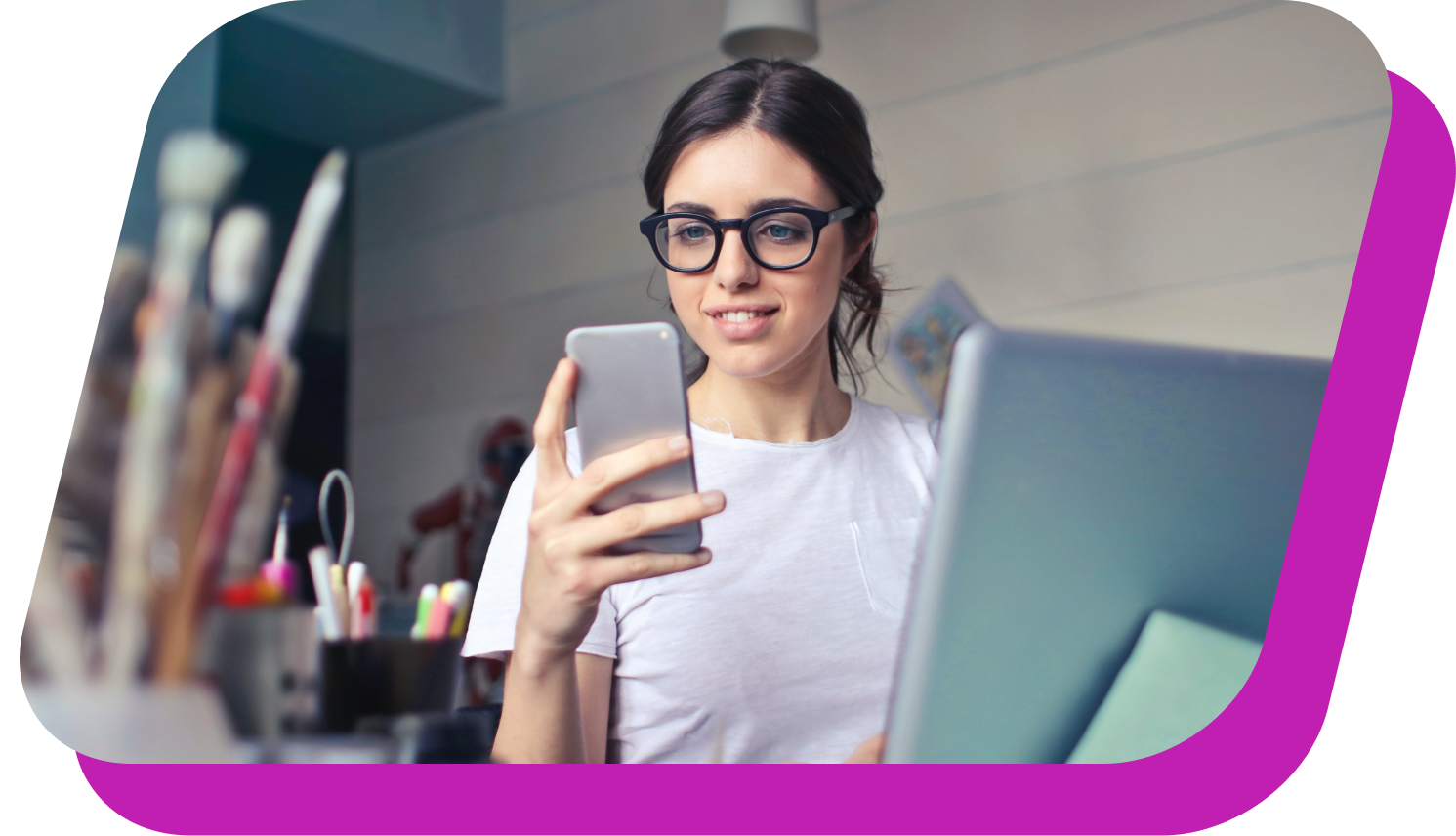 Woman looking at a smartphone